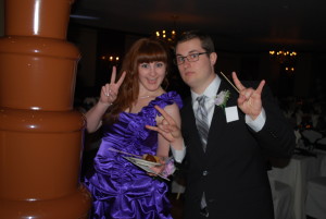 Prom Goers at Chocolate Dipping Station