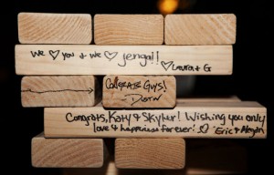 Jenga Wedding Guest Book - Albany NY Wedding DJ Side View