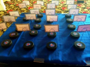 Latham NY DJ - Hockey Theme Wedding - Hockey Puck Wedding Place Cards