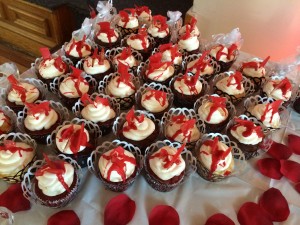 Black and Red Skeleton Wedding Cupcakes