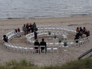 spiral wedding ceremony dj beach arrival