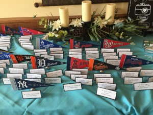 Sports Theme Wedding Table Place cards Pennants