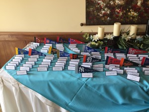 Sports Theme Wedding Table Place cards Pennants