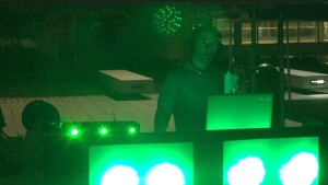Silent DJ Channel booth featuring Chris The Shockmaster on Green EDM